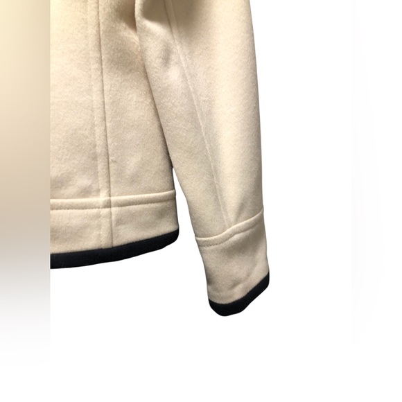 J. Crew Nello Gori Tipped Trim 100% Wool Off White & Black Pea Coat EUC 2 - Picture 5 of 16